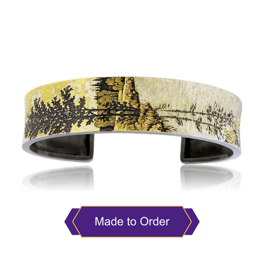 Sterling Silver & 18K Yellow Gold River Inspired Mountain Bracelet - Park City Jewelers