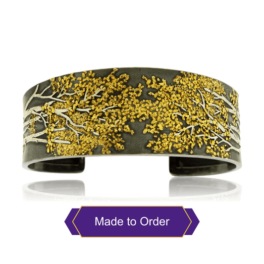 Sterling Silver & CA Gold Nugget Aspen Adorn Cuff Bracelet - Park City Jewelers