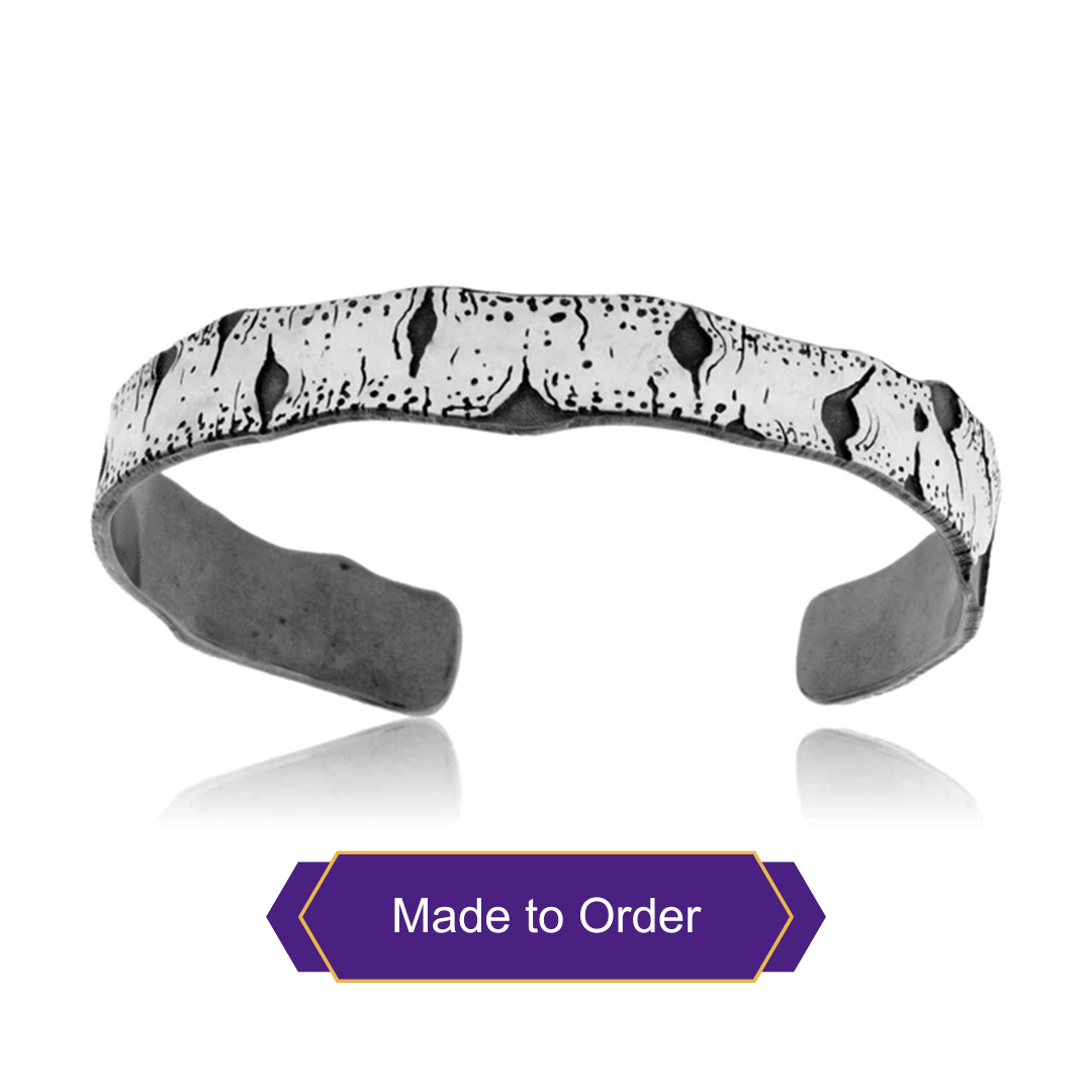 Sterling Silver Hand Carved Aspen Adorn Cuff Bracelet - Park City Jewelers