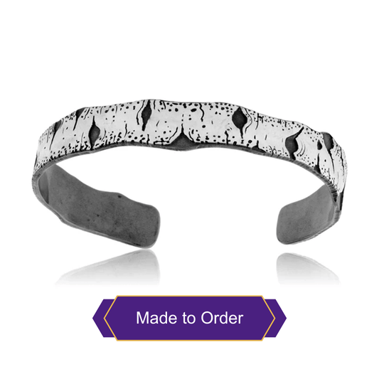 Sterling Silver Hand Carved Aspen Adorn Cuff Bracelet - Park City Jewelers
