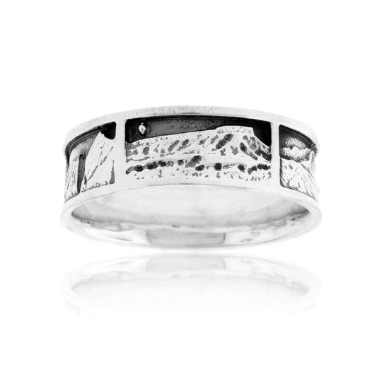 Sterling Silver Mountain Scene Section Band - Park City Jewelers