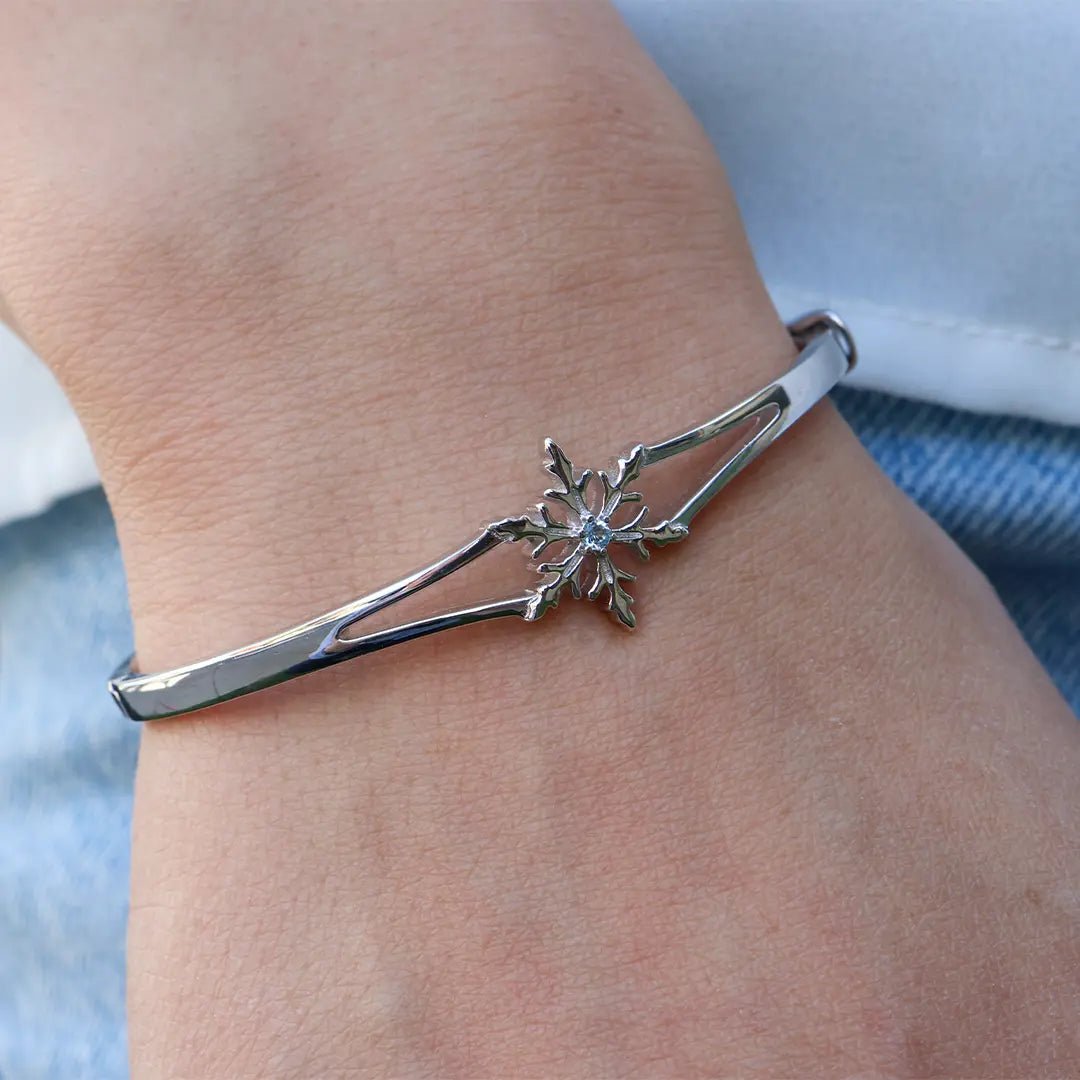 Sterling Silver Single Blue Topaz Snowflake Bracelet - Park City Jewelers