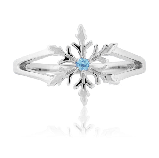 Sterling Silver Single Blue Topaz Snowflake Ring - Park City Jewelers