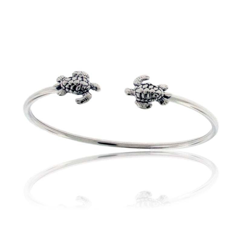 Sterling Silver Small Swimming Turtle Cuff Bracelet - Park City Jewelers