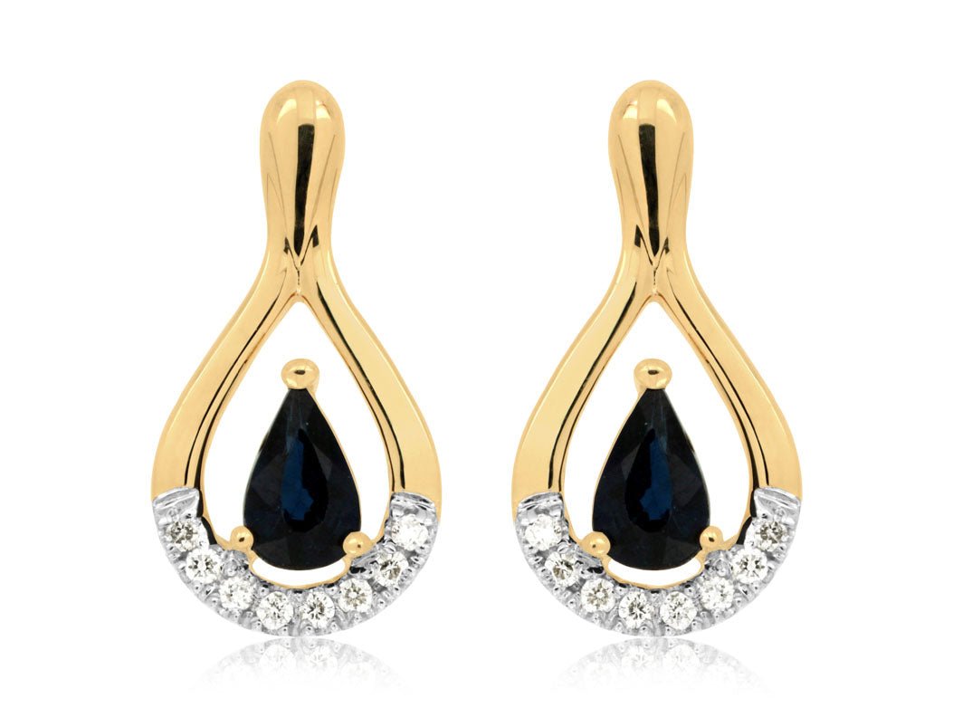 Teardrop Sapphire and Diamond Earrings - Park City Jewelers