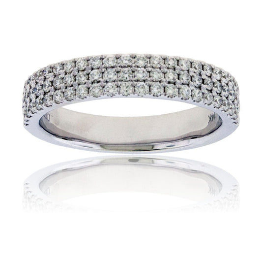 Three Row Diamond Pavé Yellow Gold Band - Park City Jewelers
