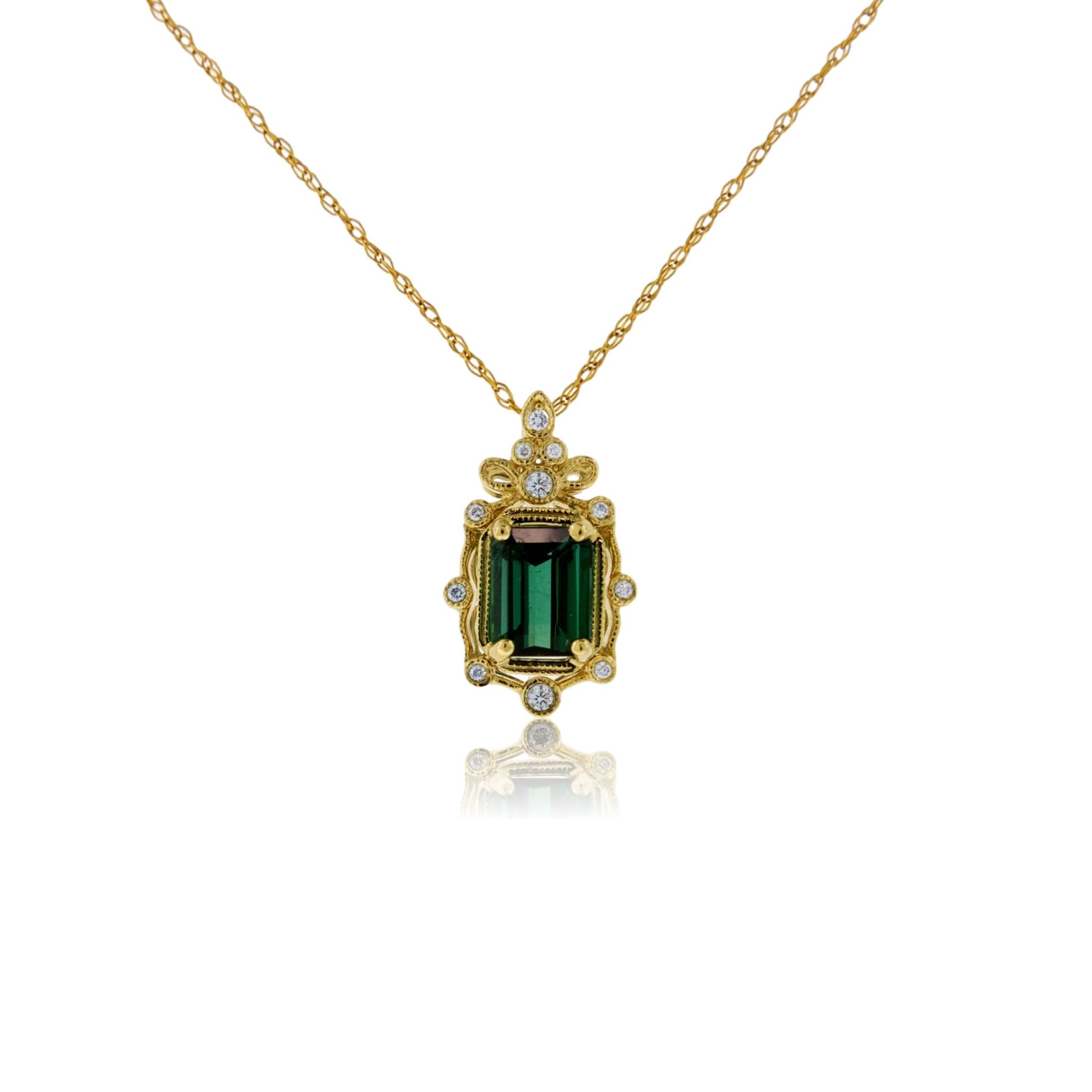 Tourmaline and Diamond Accented Vintage Style Pendant - Park City Jewelers