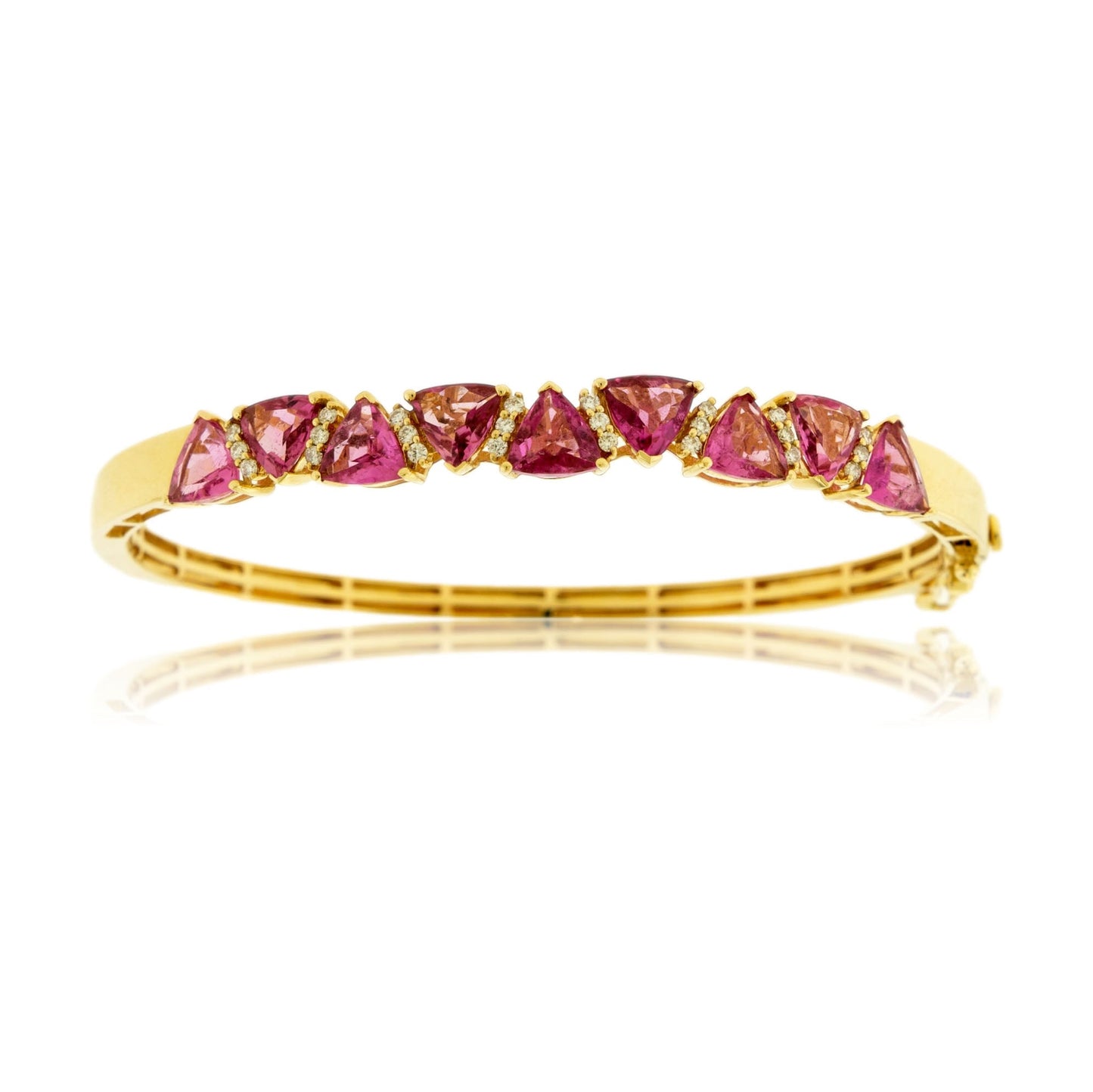 Trillion Pink Tourmaline with Diamond Accents Bangle - Park City Jewelers