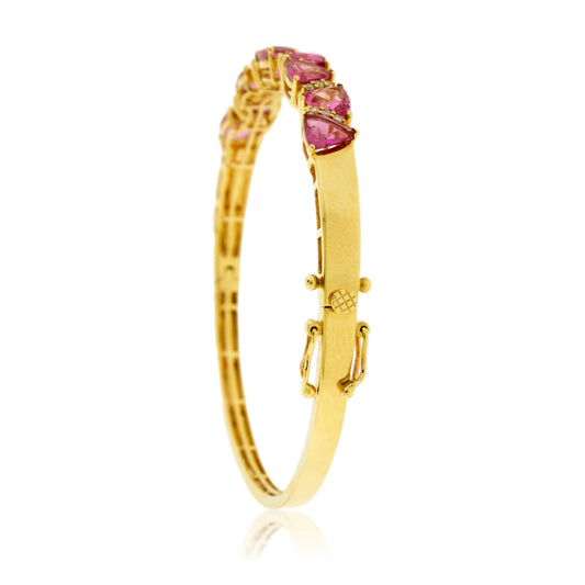 Trillion Pink Tourmaline with Diamond Accents Bangle - Park City Jewelers