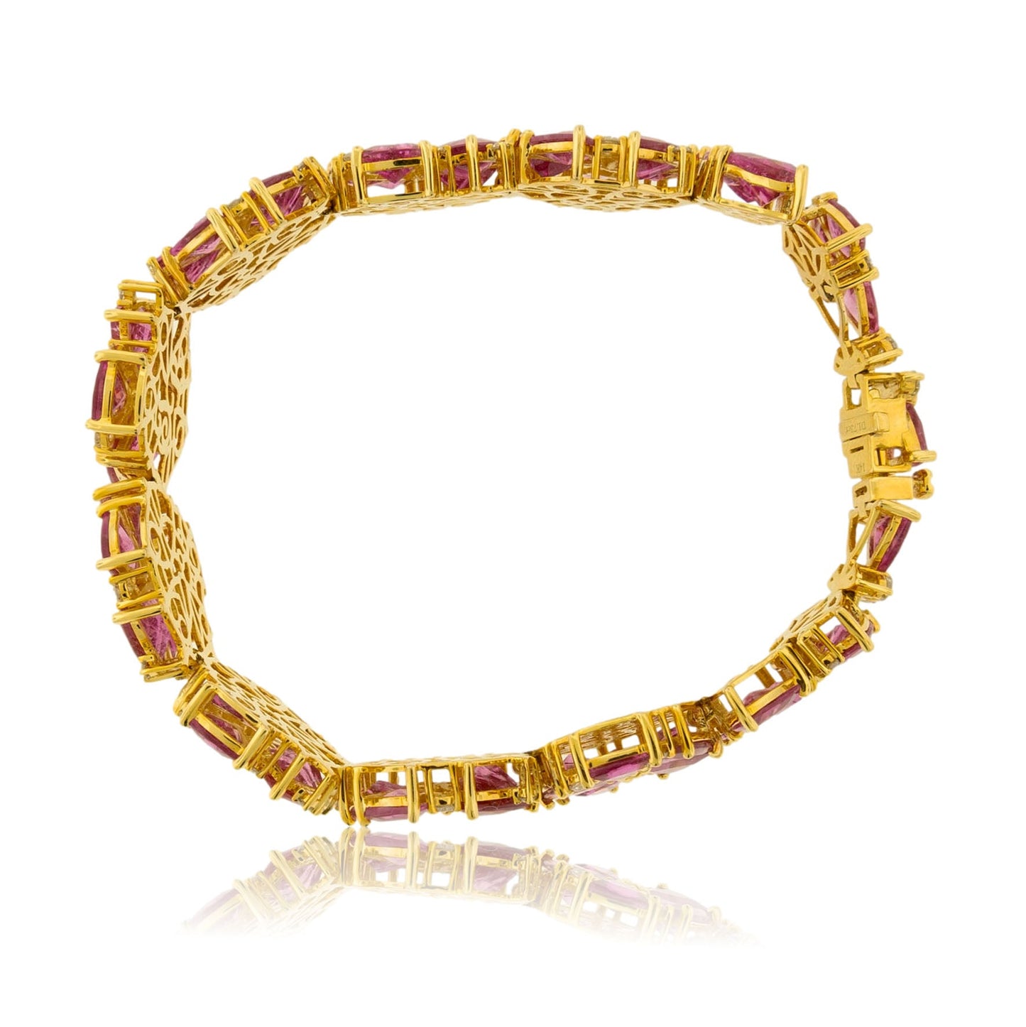 Trillion Pink Tourmaline with Diamond Accents Bracelet - Park City Jewelers