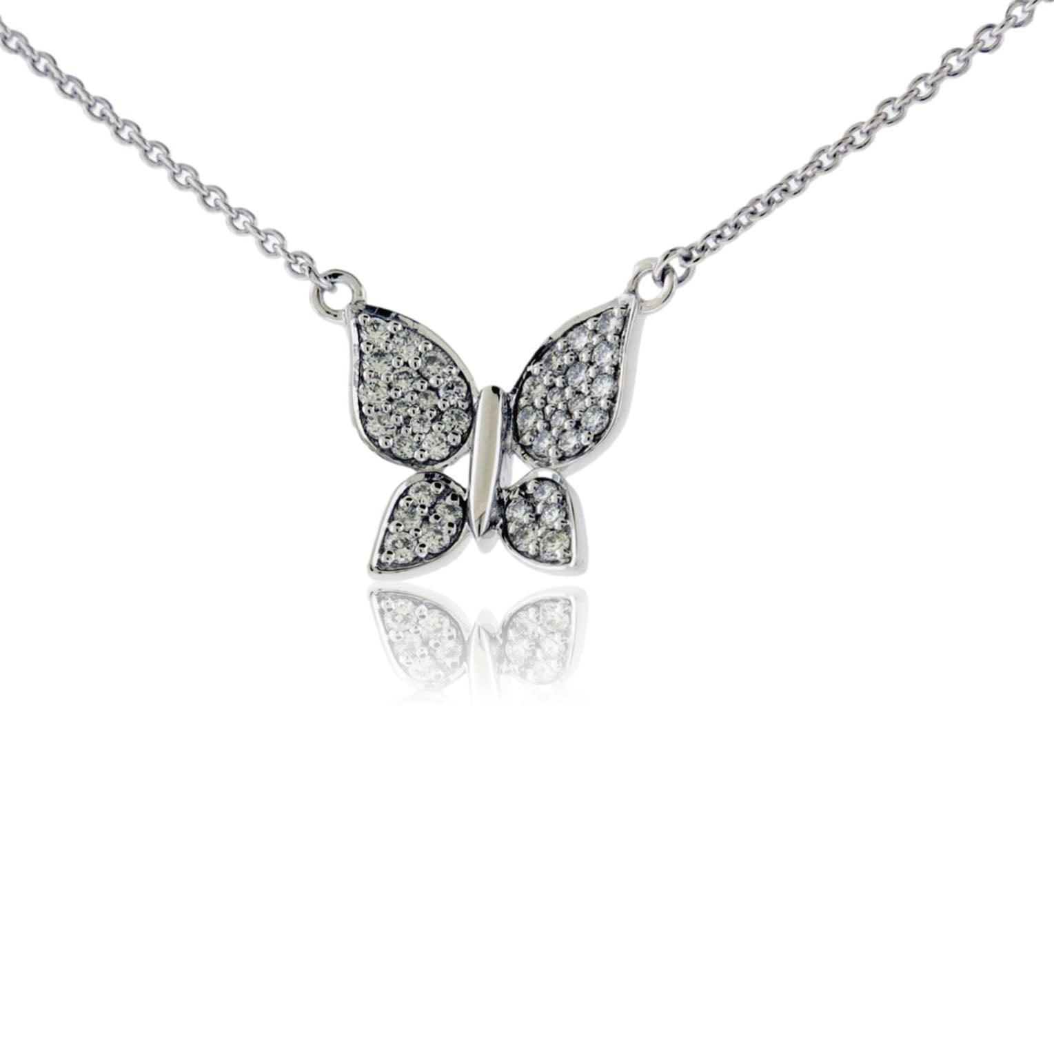 White Gold Diamond Butterfly Necklace - Park City Jewelers