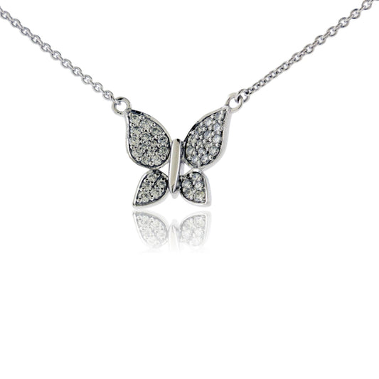 White Gold Diamond Butterfly Necklace - Park City Jewelers