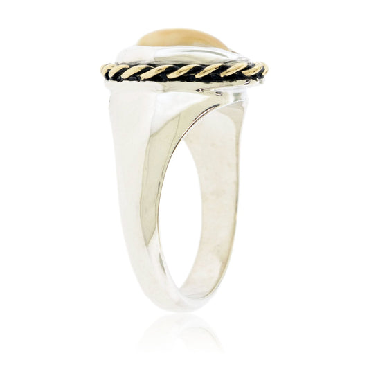 Wide Elk Ivory Tooth Trophy Braided Ring - Park City Jewelers
