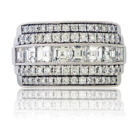 Wide Square Diamond and Round Diamond Band - Park City Jewelers