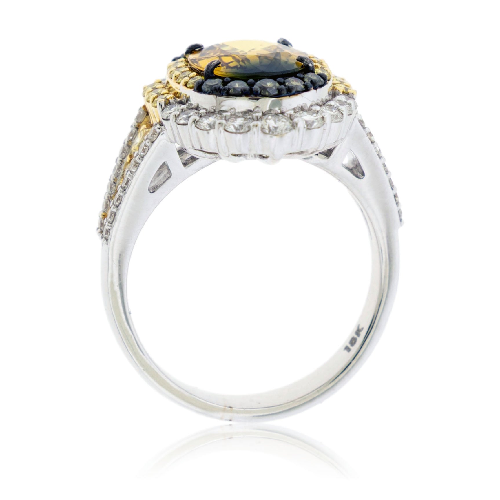 Yellow and Blue Zoned Sapphire with Yellow, Green and White Diamond Accents - Park City Jewelers