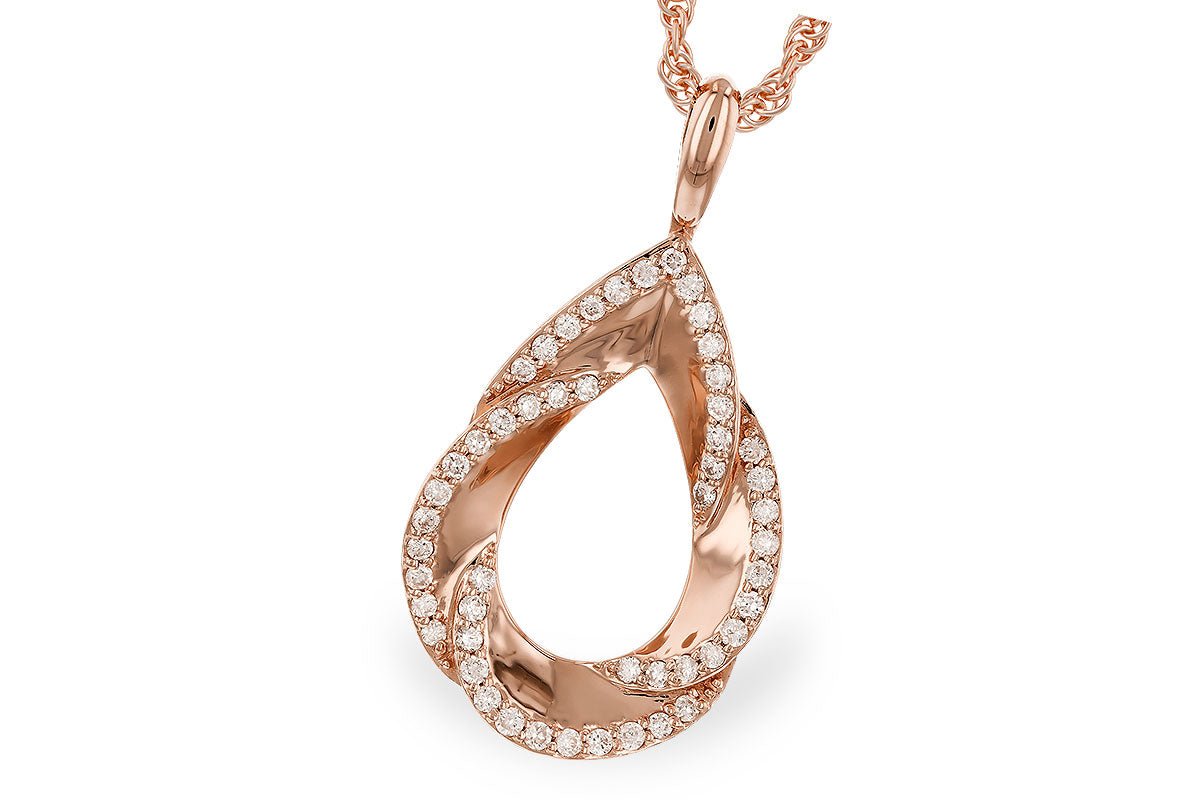 Yellow Gold Diamond Open Tear Drop Pendant with Chain - Park City Jewelers