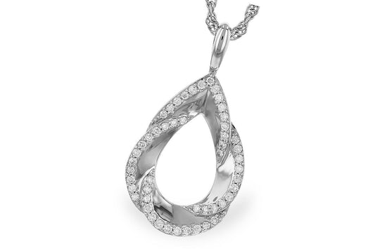 Yellow Gold Diamond Open Tear Drop Pendant with Chain - Park City Jewelers