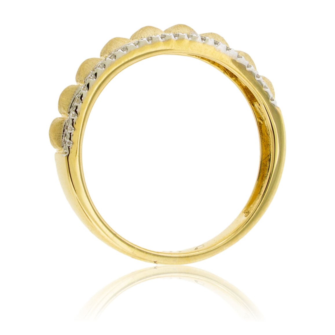 Yellow Gold Stud Pyramid with Diamond Stackable Look Ring - Park City Jewelers