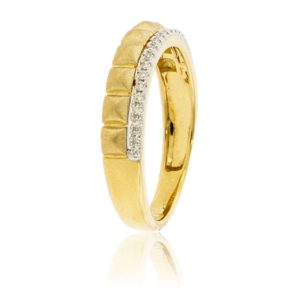 Yellow Gold Stud Pyramid with Diamond Stackable Look Ring - Park City Jewelers