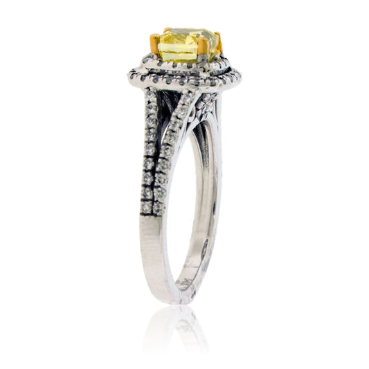 Yellow Lab Grown Diamond Double Halo Ring - Park City Jewelers