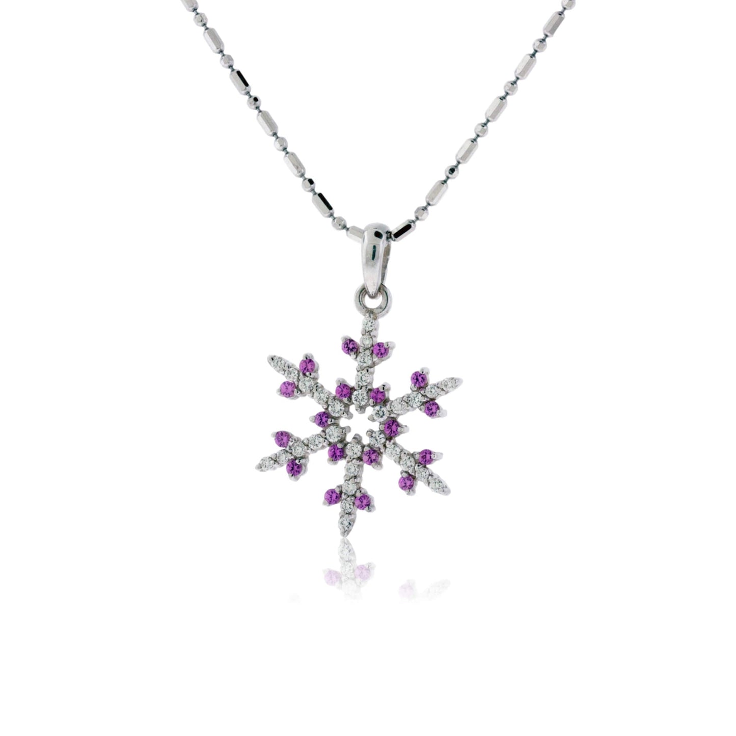 1/3 Carat Pave Diamond and Colored Tipped Snowflake Necklace - Park City Jewelers