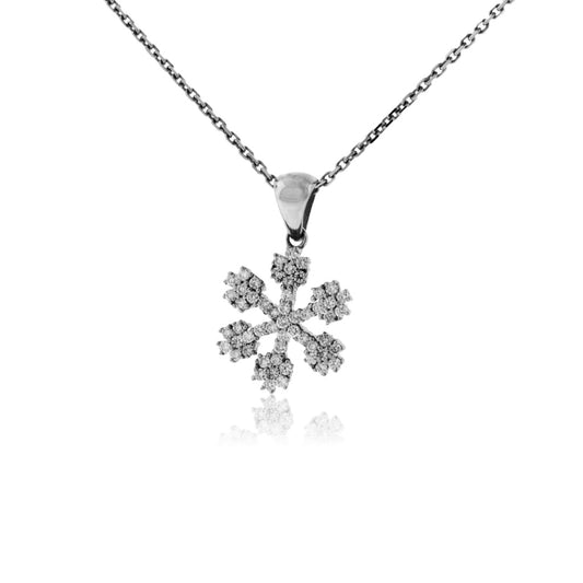 14K Rose Gold .34 Carat Diamond Snowflake Pendant with Chain - Park City Jewelers