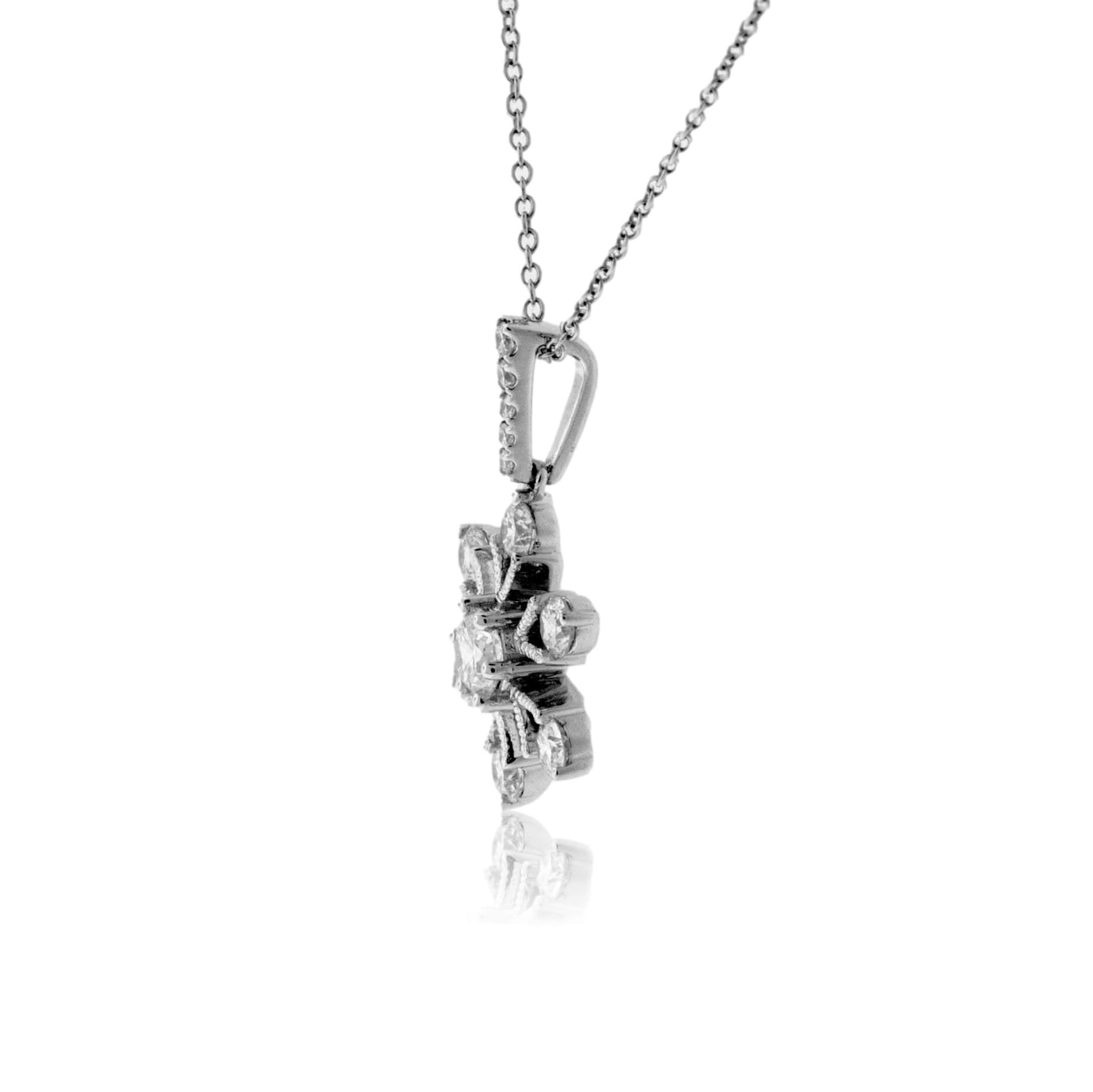 18K White Gold .46 Carat Diamond Snowflake Pendant with Chain - Park City Jewelers