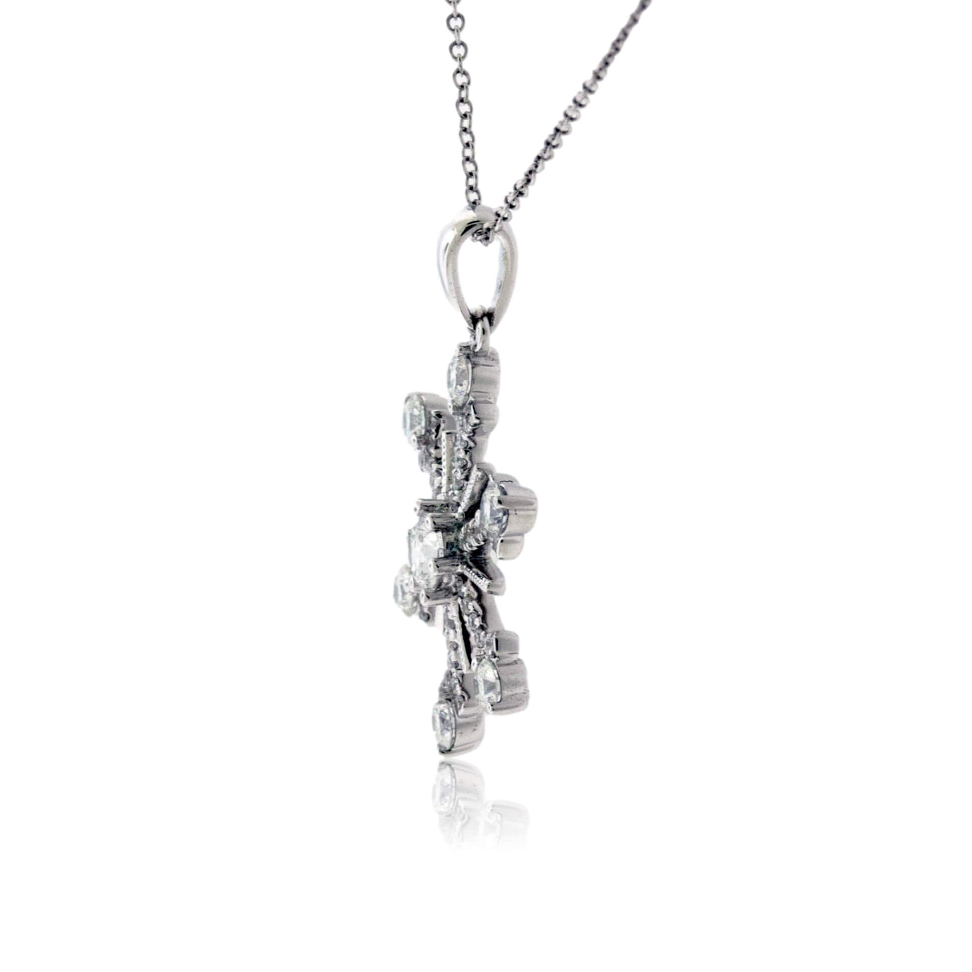 18K White Gold .55 Carat Diamond Snowflake Pendant with Chain - Park City Jewelers