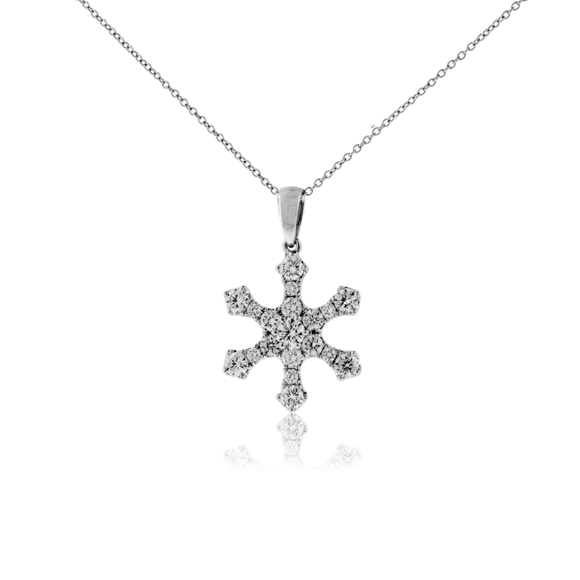 18K White Gold .75 Carat Diamond Snowflake Pendant with Chain - Park City Jewelers