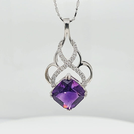 Amethyst & Diamond Decorative Pendant