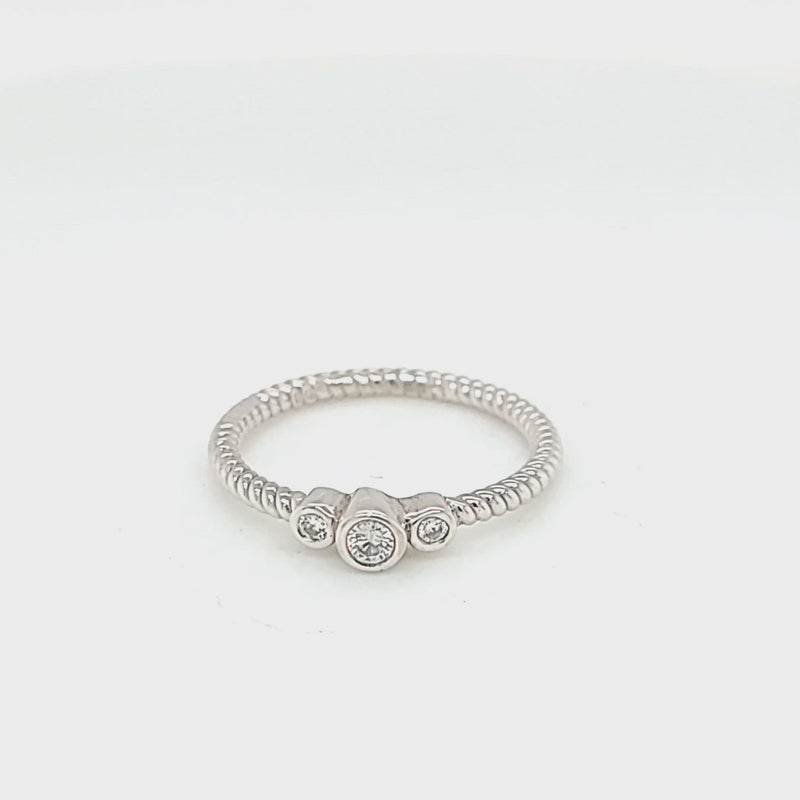 Stackable 3 Stone Diamond Ring
