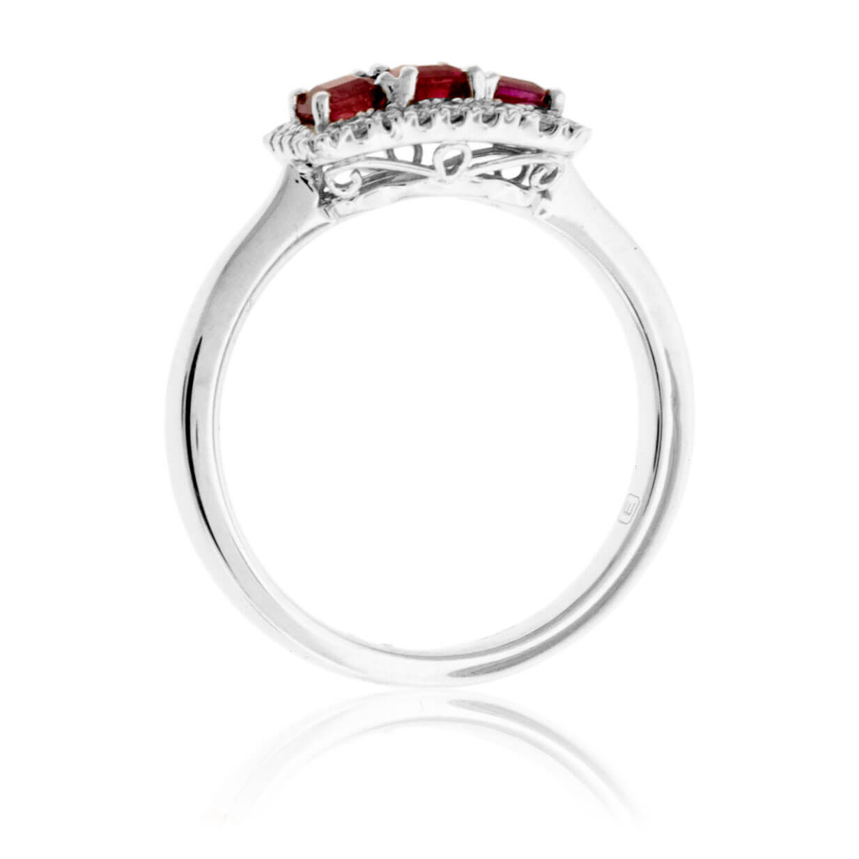 3 Stone Red Emerald and Diamond Ring - Park City Jewelers