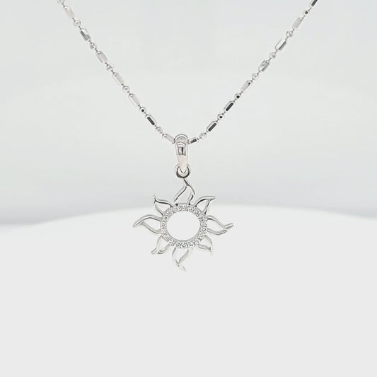 Diamond Center Sun Outline Pendant