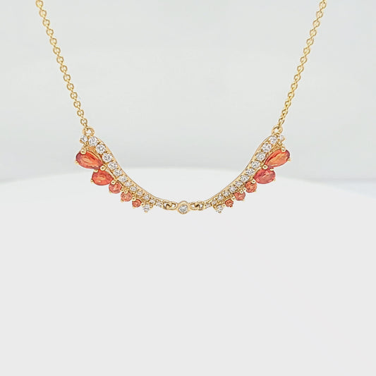 Orange Sapphire & Diamond Necklace