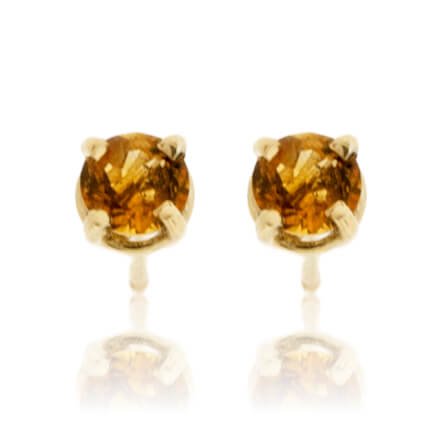 4mm Round Citrine Basket Style Stud Earrings - Park City Jewelers