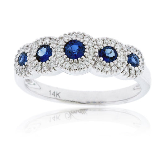 5 Round Blue Sapphire with Diamond Accent Ring - Park City Jewelers