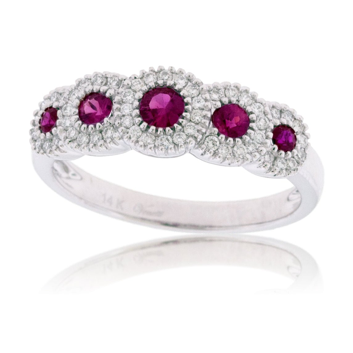 5 Round Blue Sapphire with Diamond Accent Ring - Park City Jewelers