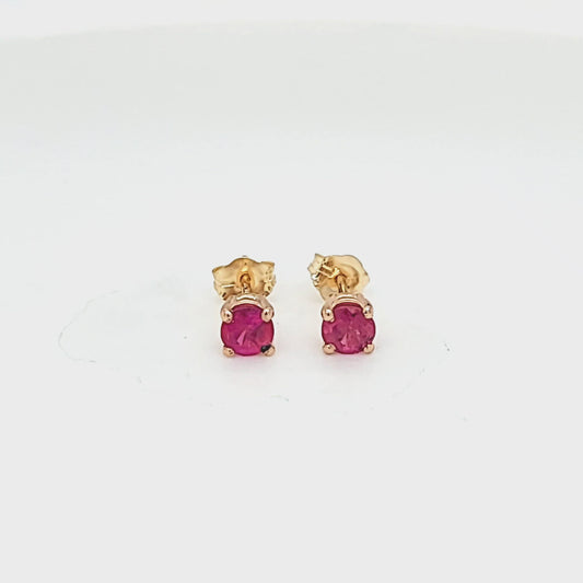 Round Ruby Basket Stud Earrings