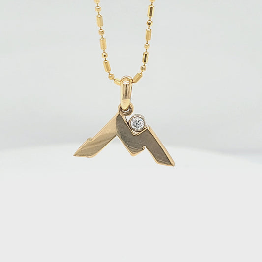 Mountain Peak, Ridgeline Necklace with Cubic Zirconia Moon / Sun