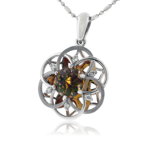 8mm Davinci Cut Citrine Pendant with Chain - Park City Jewelers