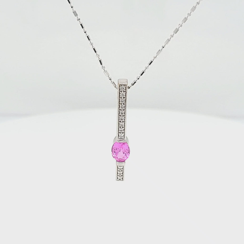 Oval Pink Sapphire & Diamond Bar Necklace – Park City Jewelers