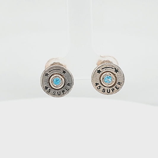 Bullet Casing Blue Topaz Earrings