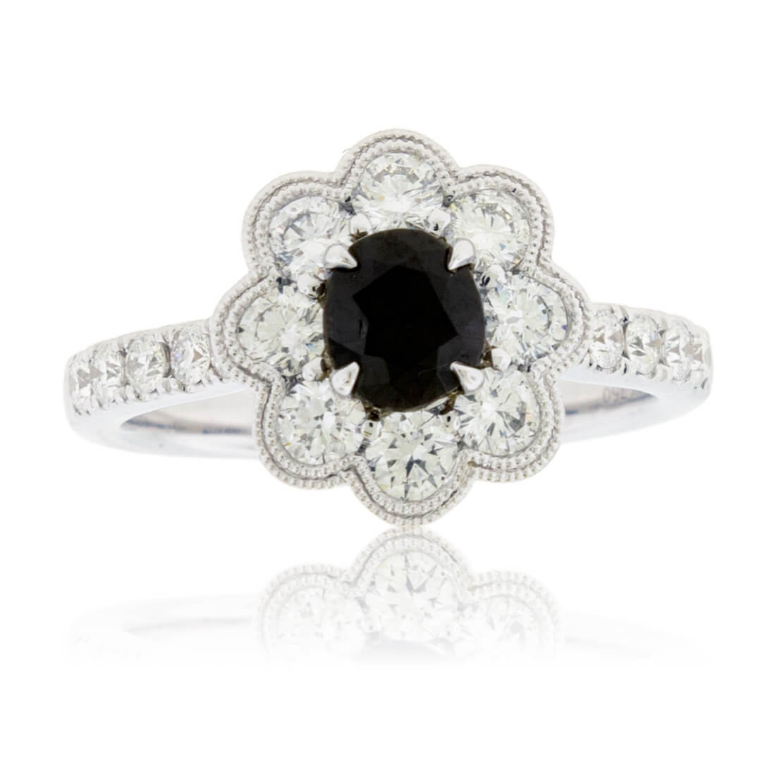 Alexandrite & Diamond Scalloped Halo Style Ring - Park City Jewelers