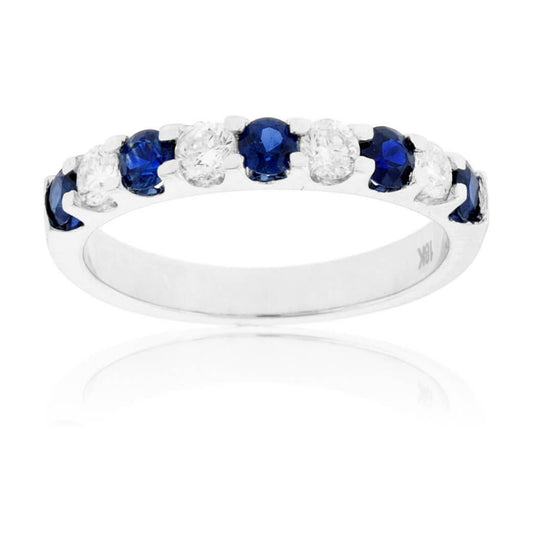 Alternating Blue Sapphire & Diamond Band - Park City Jewelers