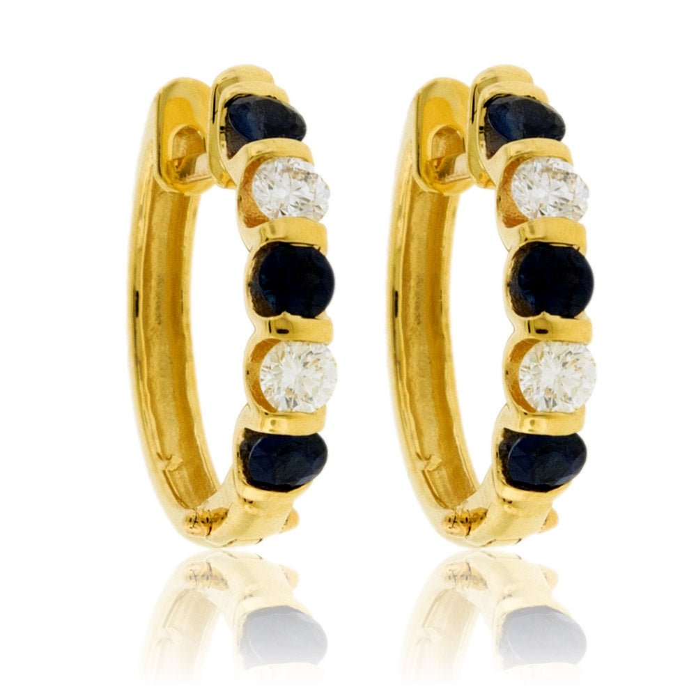Alternating Diamond & Sapphire Hoop Earrings - Park City Jewelers