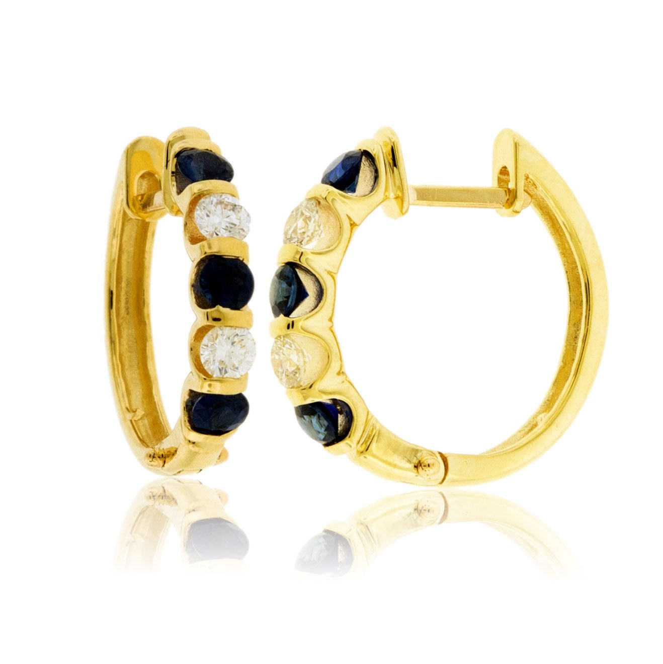 Alternating Diamond & Sapphire Hoop Earrings - Park City Jewelers