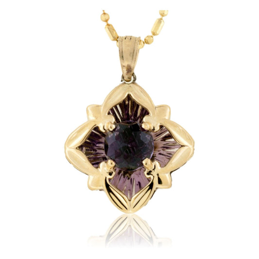 Amethyst 4 Side Davinci Cut Pendant - Park City Jewelers