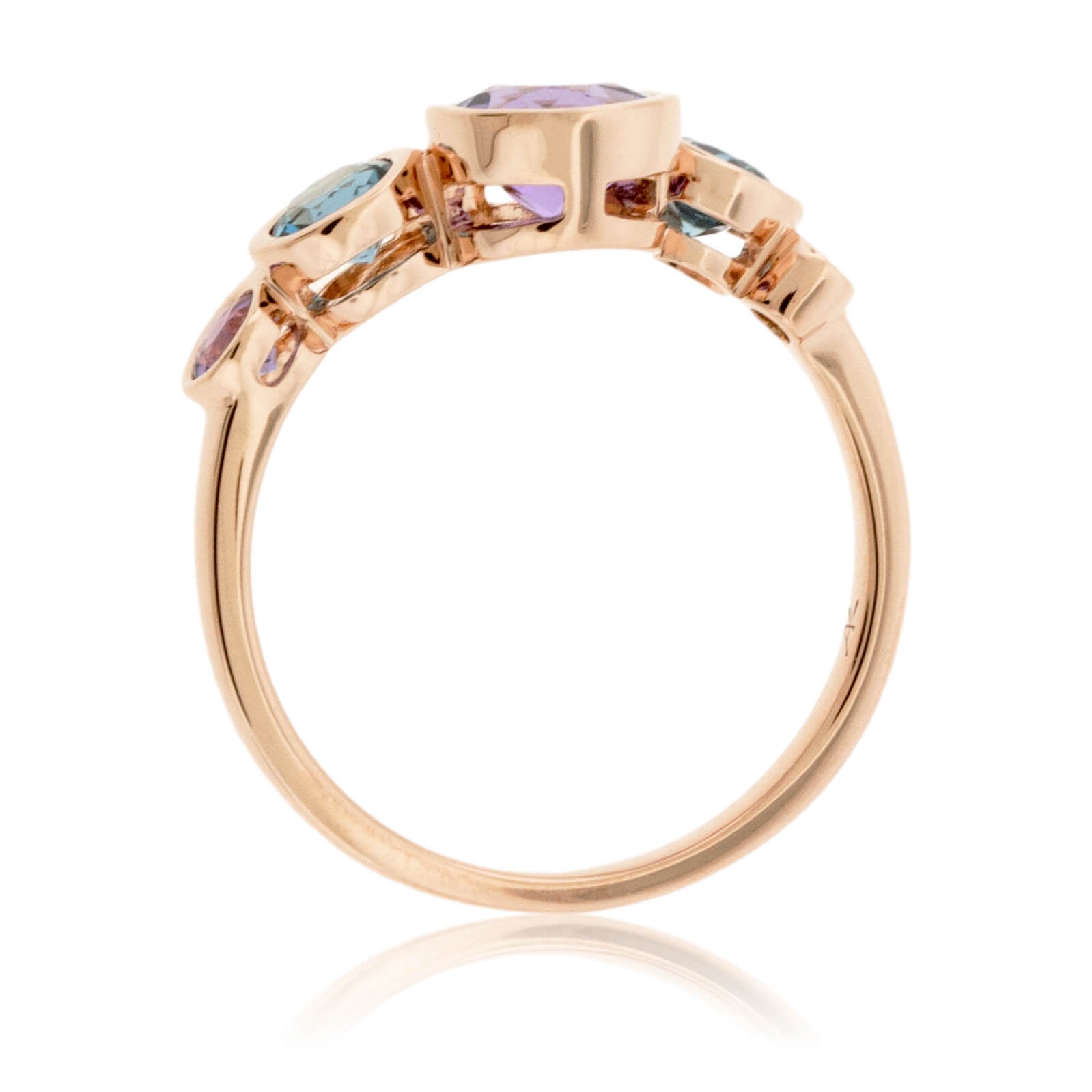 Amethyst, Blue Topaz, & Diamond Bezel Bubble Ring - Park City Jewelers