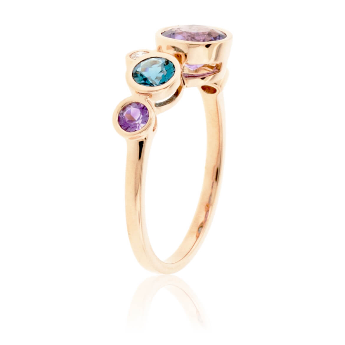 Amethyst, Blue Topaz, & Diamond Bezel Bubble Ring - Park City Jewelers
