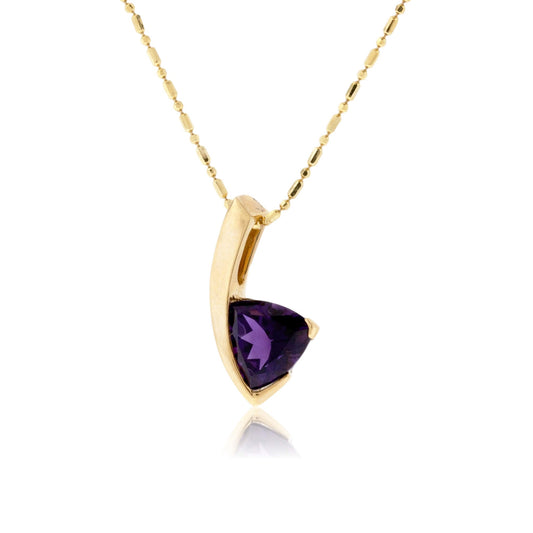 Amethyst Solitaire Trillion Pendant - Park City Jewelers